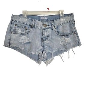Tobi Shorts Size 27 Cut off Distressed Ripped Denim Light Raw Hemmed Mid Waist